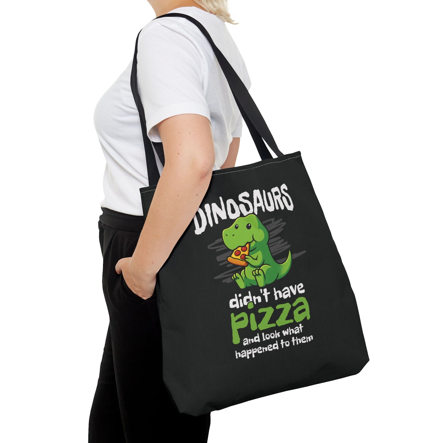 Pizza-Loving Dinosaur Tote Bag