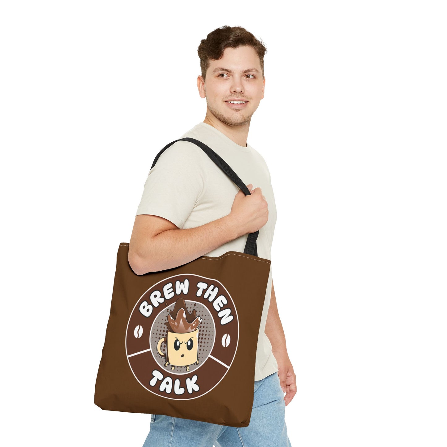 Brew Then Talk Tote Bag