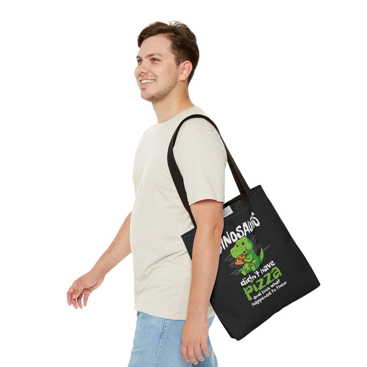 Pizza-Loving Dinosaur Tote Bag