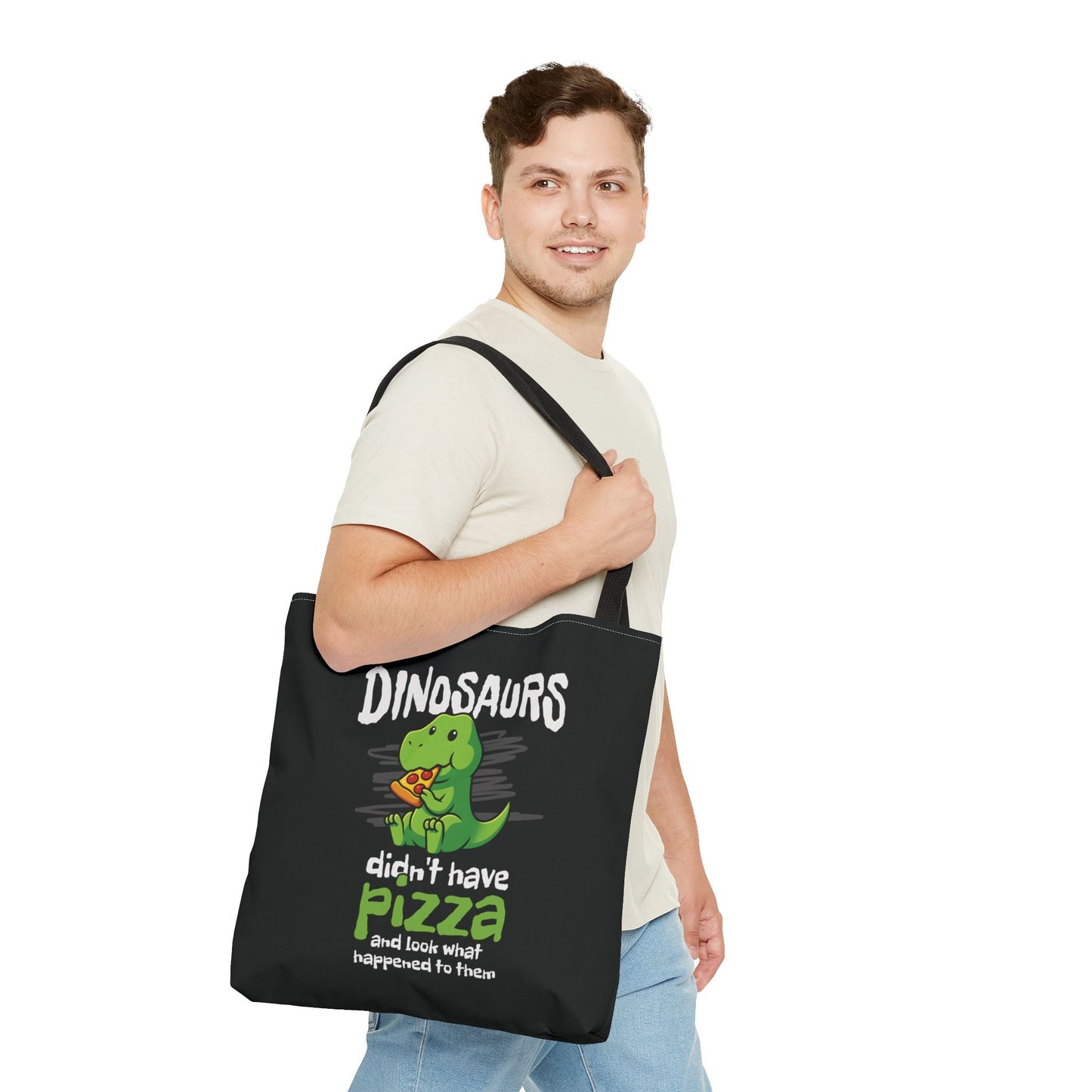 Pizza-Loving Dinosaur Tote Bag