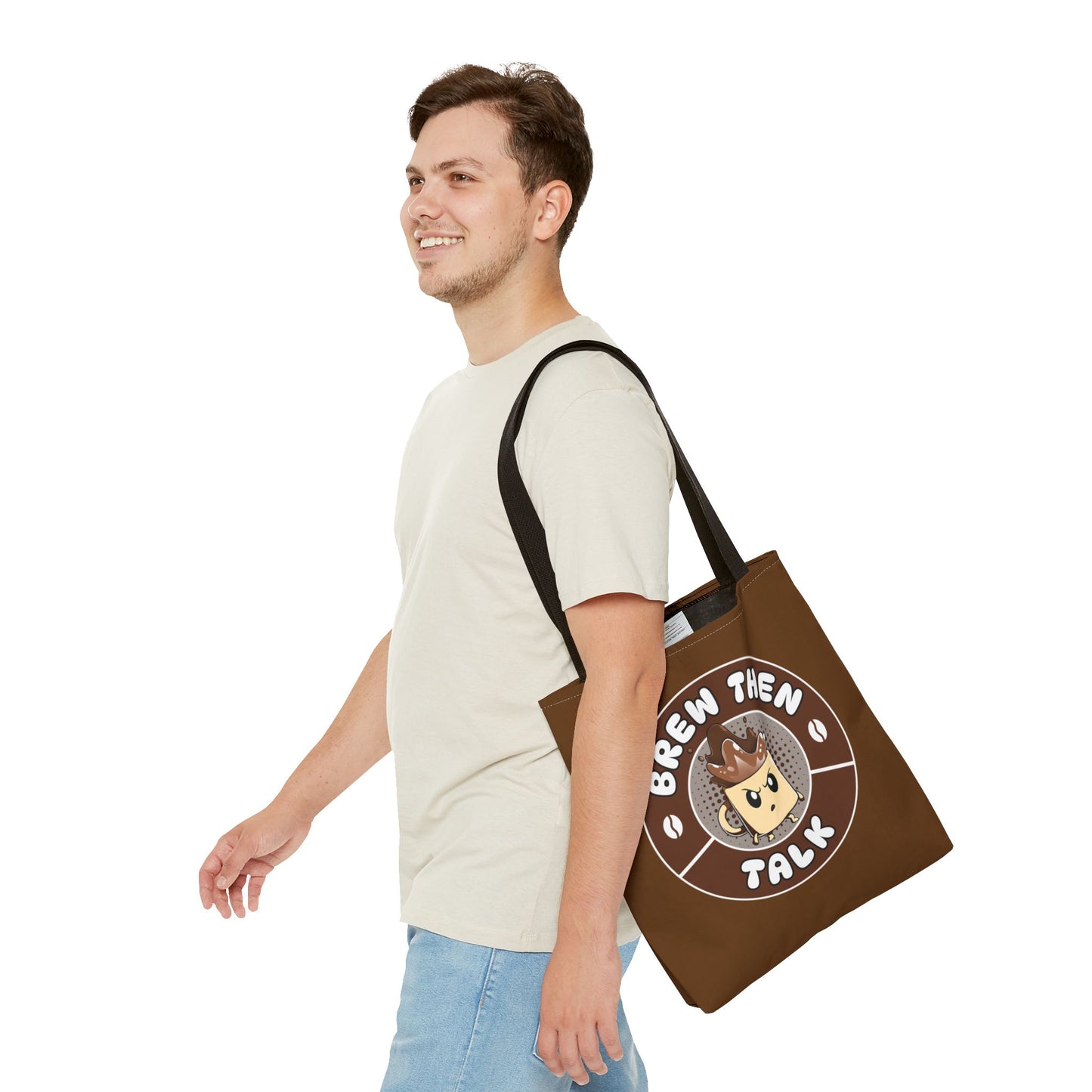 Brew Then Talk Tote Bag