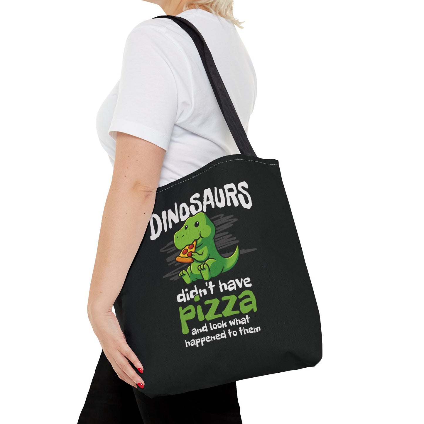 Pizza-Loving Dinosaur Tote Bag